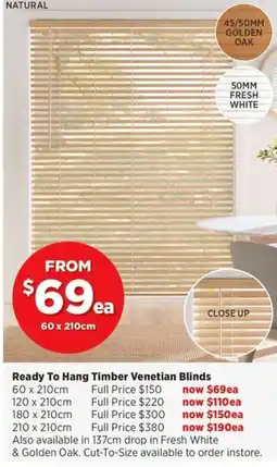 Spotlight Ready To Hang Timber Venetian Blinds offer
