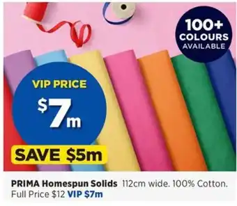 Spotlight PRIMA Homespun Solids offer