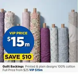 Spotlight Quilt Backings Printed & plain designs 100% cotton offer