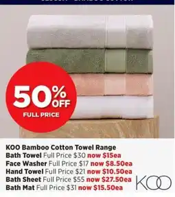 Spotlight KOO Bamboo Cotton Towel Range offer