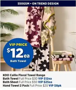 Spotlight KOO Callie Floral Towel Bath Towel offer