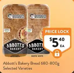 Foodworks Abbott's Bakery Bread Selected Varieties offer