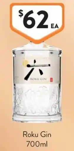 Foodworks Roku Gin offer