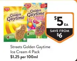 Foodworks Streets Golden Gaytime Ice Cream 4 Pack offer