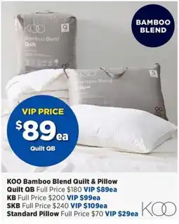 Spotlight KOO Bamboo Blend Quilt & Pillow offer
