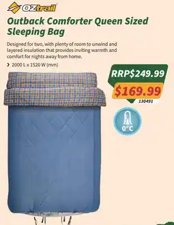 Tentworld Oztrail Outback Comfoter Queen Sized Sleeping Bag offer