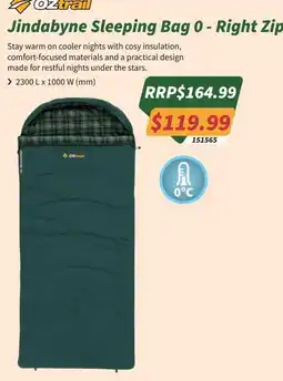 Tentworld Jindabyne Sleeping Bag 0 - Right Zip Oztrail offer