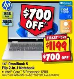 JB Hi-Fi hp 14" OmniBook 5 Flip 2-In-1 Notebook offer