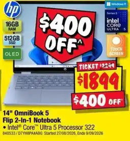 JB Hi-Fi HP 14" OmniBook 5 Flip 2-In-1 Notebook offer