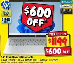 JB Hi-Fi hp 14" OmniBook 3 Notebook offer