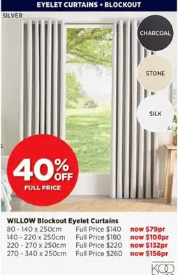 Spotlight Willow Blockout Eyelet Curtains offer