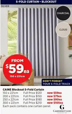 Spotlight Caine Blockout S-Fold Curtain offer