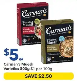 Ritchies Carman's Muesli Varieties offer