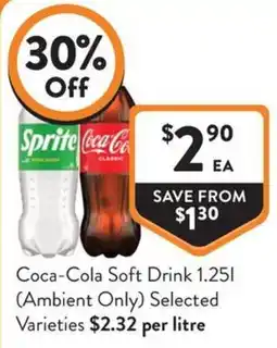 Foodworks Coca-Cola Soft Drink 1.25L offer
