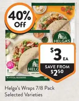 Foodworks Helga's Wraps 7/8 Pack offer