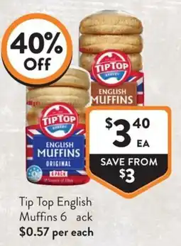 Foodworks Tip Top English Muffins offer