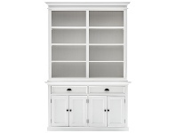 LivingStyles Halifax Mahogany Timber 4 Door 2 Drawer Hutch Cabinet, Classic White offer
