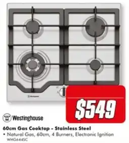 The Good Guys Westinghouse 60cm Gas Cooktop - Stainless Steel offer