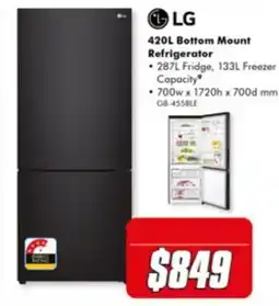 The Good Guys LG 420L Bottom Mount Refrigerator offer