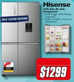 The Good Guys Hisense 649L Side-By-Side Refrigerator offer