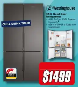 The Good Guys Westinghouse 564L Quad Door Refrigerator offer