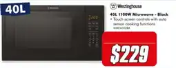 The Good Guys Westinghouse 40L 1100W Microwave - Black offer