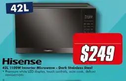 The Good Guys Hisense 42L 1100W Inverter Microwave - Dark Stainless Steel offer
