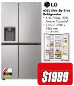 The Good Guys LG 635L Side-By-Side Refrigerator offer