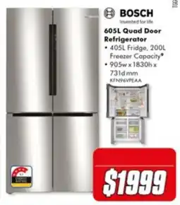 The Good Guys Bosch 605L Quad Door Refrigerator offer
