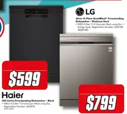 The Good Guys Haier 300 Series Freestanding Dishwasher - Black offer