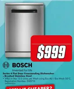The Good Guys Bosch Series 4 Flat Door Freestanding Dishwasher offer