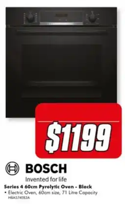 The Good Guys Bosch Series 4 60cm Pyrolytic Oven - Black offer