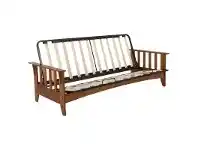 LivingStyles Delta Timber Futon Sofa Bed, Double, Cherry (mattress is not included) offer
