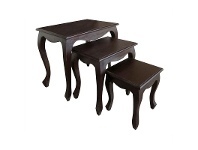 LivingStyles Queen Ann 3 Piece Solid Mahogany Timber Nested Table Set, Chocolate offer