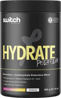 healthylife Switch Perform Hasta Hydrate & Carbs Raspberry Lemonade offer