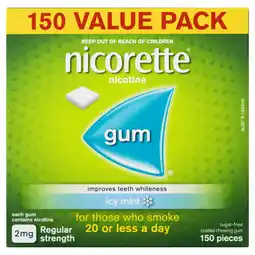 healthylife Nicorette Quit Smoking Nicotine Gum 2mg Icy Mint 150 Pieces Value Pack offer
