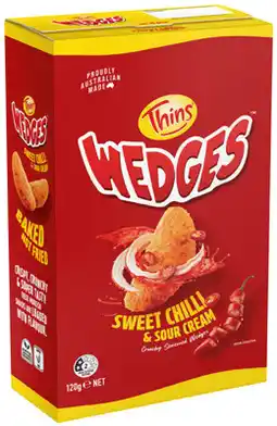 IGA NEW Thins Wedges Sweet Chilli & Sour Cream offer