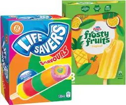 IGA Peters Frosty Fruits 6-8 Pack or Life Savers Ice Block 8 Pack offer