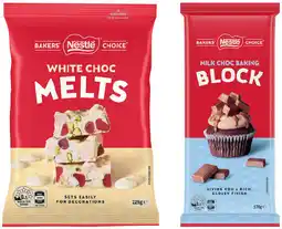 IGA Nestlé Bakers’ Choice Choc Melts 225g or Baking Chocolate Block 170g Selected Varieties offer
