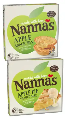 IGA Nanna’s Fruit Pie Family Size 600g or Snack Pies 450g Selected Varieties offer