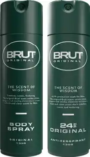 IGA Brut Original 24 Hr Anti‑perspirant or Body Spray 130g offer