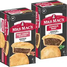 IGA Mrs Mac’s Pies or Giant Sausage Rolls 4 Pack Selected Varieties offer