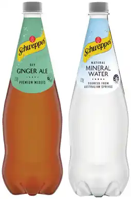 IGA Schweppes Soft Drink, Mixers or Natural Mineral Water 1.1 Litre Selected Varieties offer