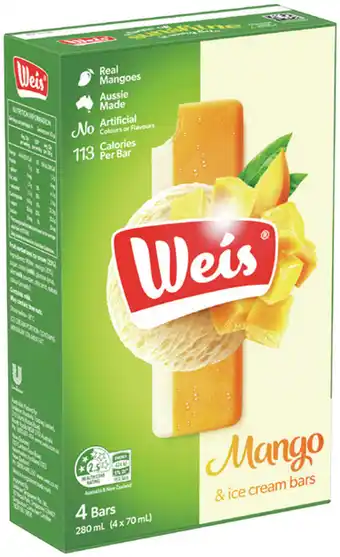 IGA Weis Ice Cream Bar 4‑6 Pack Selected Varieties offer
