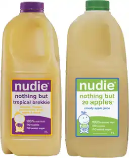 IGA Nudie Cloudy Apple or Tropical Brekkie Juice 2 Litre Selected Varieties offer