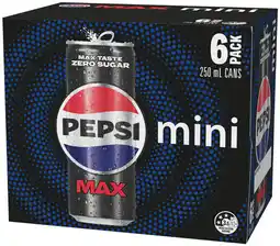 IGA Pepsi or Schweppes Mini Cans 6x250mL Selected Varieties offer