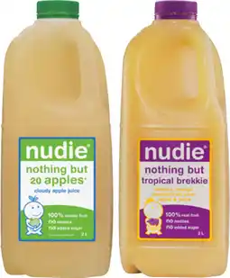 IGA Nudie Tropical Brekkie Juice or Apple Juice 2 Litre offer
