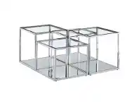 LivingStyles Meifod Glass Topped Stainless Steel Square Coffee Table, 100cm offer