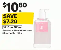Woolworths Freshwater Farm Hand Wash Glass Bottle offer