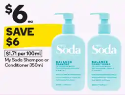 Woolworths My Soda Shampoo or Conditioner offer